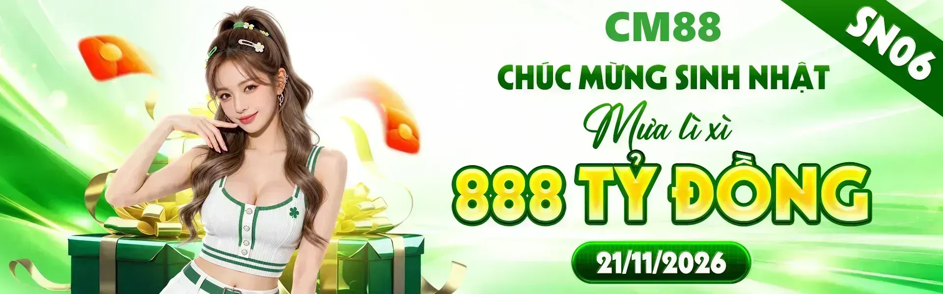 2. Mừng sinh nhật CM88, hội viên có thể khám phá kho quà tặng phong phú cùng loạt phần thưởng hấp dẫn. Đăng ký ngay để cập nhật chương trình và tham gia.